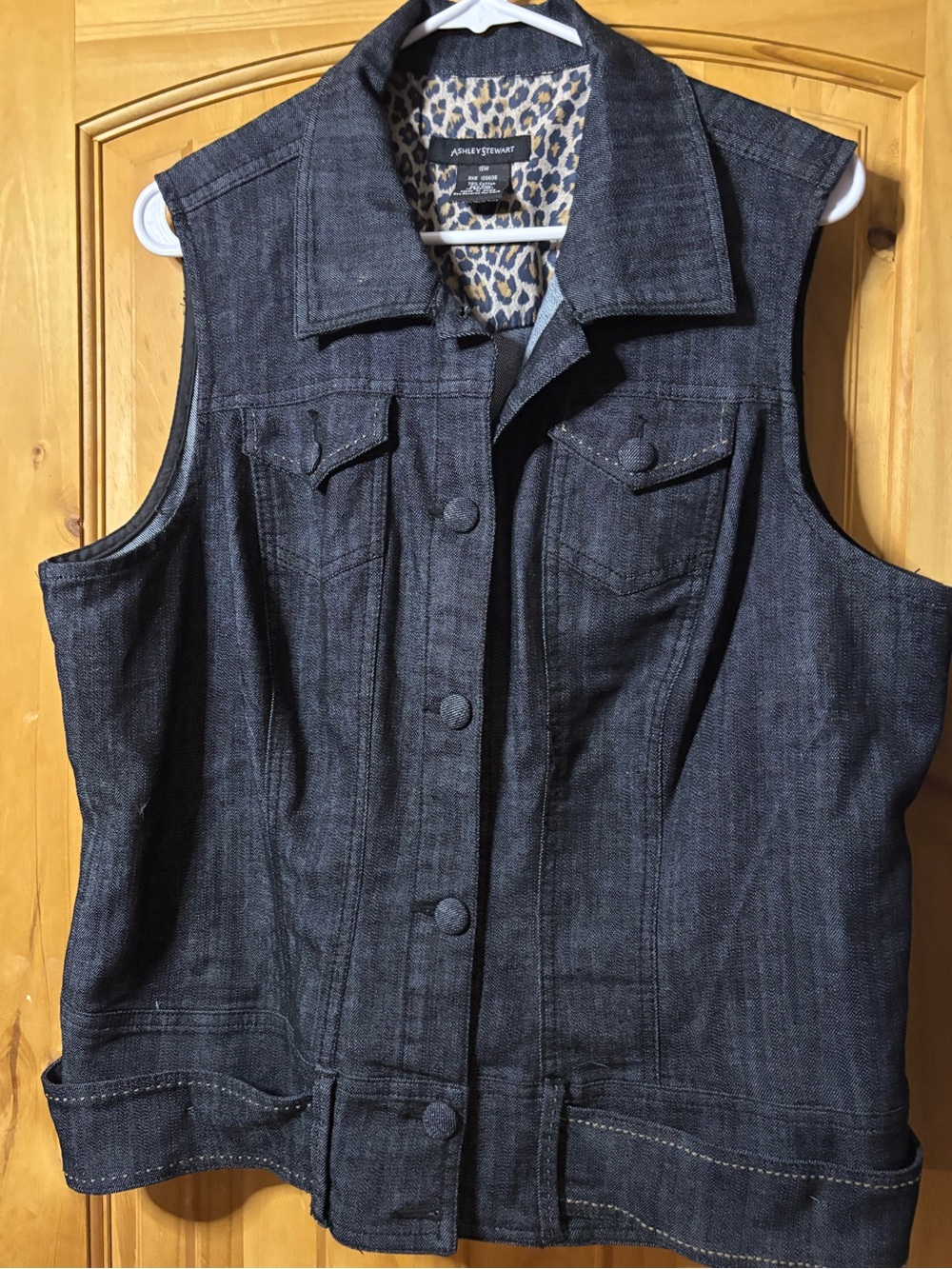 Ashley Stewart Dark Denim Wide Leg Vest - Black/Blue